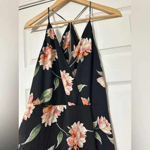 LUSH Black Floral Maxi Dress Sleeveless Women’s Size M - Picture 3 of 9